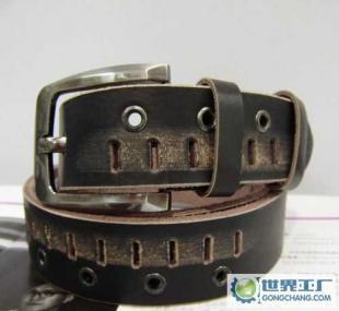 男式真皮復古針扣皮帶 休閑牛皮黑色腰帶二手轉讓